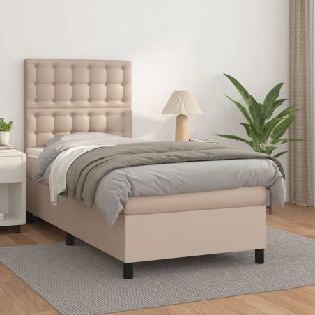 vidaXL Giroletto a Molle con Materasso Cappuccino 90x200 cm Similpelle