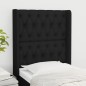 Testiera ad Orecchio Nera 83x16x118/128 cm in Tessuto Testiera ad Orecchio Nera 83x16x118/128 cm in Tessuto