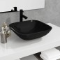 Lavandino in Vetro 42x42x14 cm Nero Lavandino in Vetro 42x42x14 cm Nero