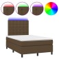 vidaXL Letto a Molle Materasso e LED Marrone Scuro 120x200 cm Tessuto vidaXL Letto a Molle Materasso e LED Marrone Scuro 120x200 cm Tessuto