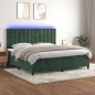 vidaXL Letto a Molle con Materasso e LED Verde Scuro 200x200cm Velluto vidaXL Letto a Molle con Materasso e LED Verde Scuro 200x200cm Velluto