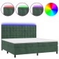 vidaXL Letto a Molle con Materasso e LED Verde Scuro 200x200cm Velluto vidaXL Letto a Molle con Materasso e LED Verde Scuro 200x200cm Velluto
