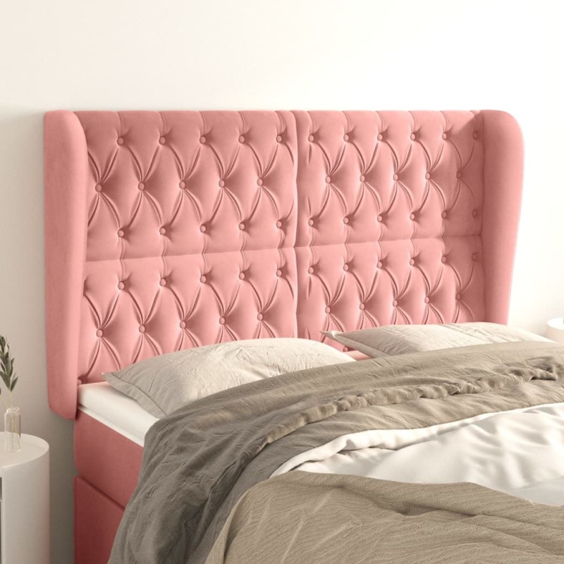 Testiera ad Orecchio Rosa 163x23x118/128 cm in Velluto Testiera ad Orecchio Rosa 163x23x118/128 cm in Velluto