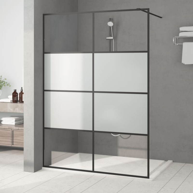 vidaXL Parete Doccia Walk in Nera 140x195cm Vetro Semi Smerigliato ESG vidaXL Parete Doccia Walk in Nera 140x195cm Vetro Semi Smerigliato ESG