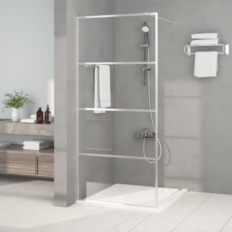 vidaXL Parete Doccia Walk in Argento 90x195 cm Vetro Trasparente ESG vidaXL Parete Doccia Walk in Argento 90x195 cm Vetro Trasparente ESG