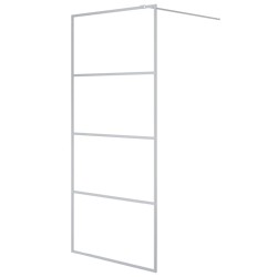 vidaXL Parete Doccia Walk in Argento 90x195 cm Vetro Trasparente ESG