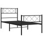 vidaXL Giroletto con Testiera e Pediera Metallo Nero 100x190 cm