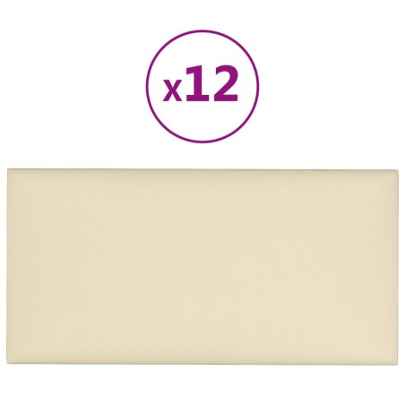 vidaXL Pannelli Murali 12 pz Crema 60x30 cm Similpelle 2,16 m²