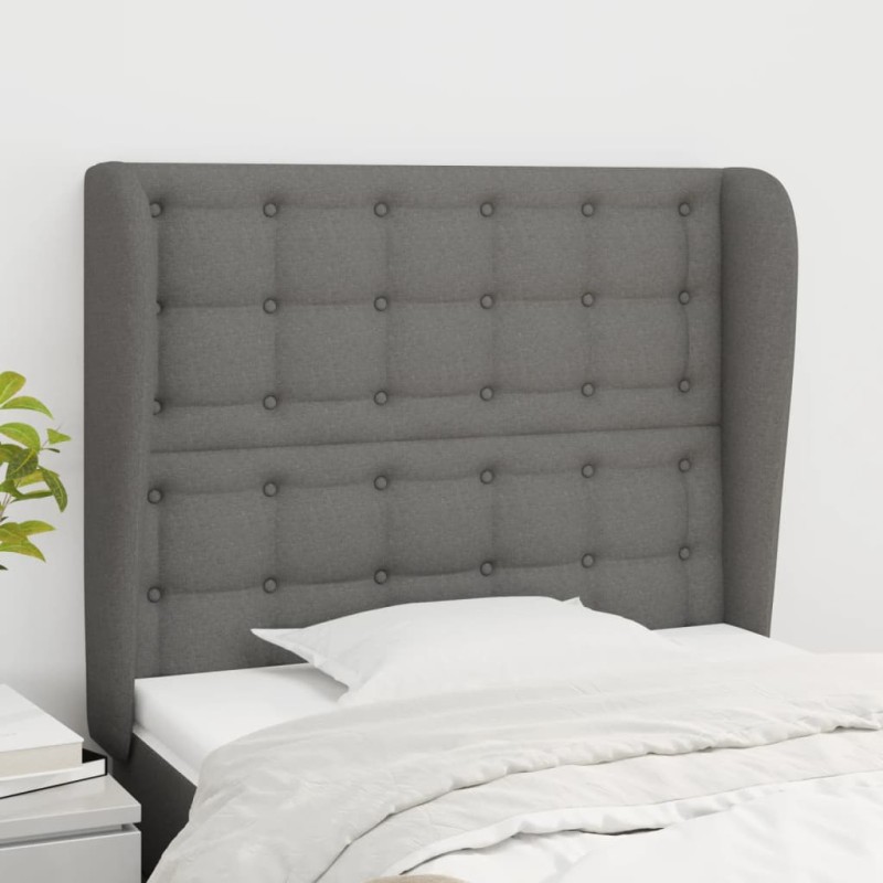 vidaXL Testiera ad Orecchio Grigio Scuro 83x23x118/128 cm in Tessuto