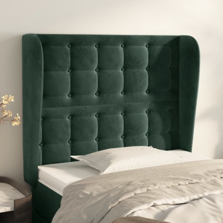 vidaXL Testiera ad Orecchio Verde Scuro 103x23x118/128cm in Velluto