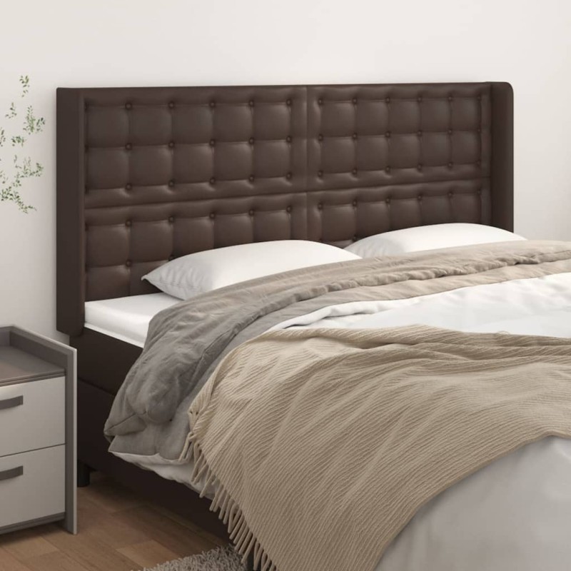 vidaXL Testiera ad Orecchio Marrone 203x16x118/128 cm in Similpelle vidaXL Testiera ad Orecchio Marrone 203x16x118/128 cm in Similpelle