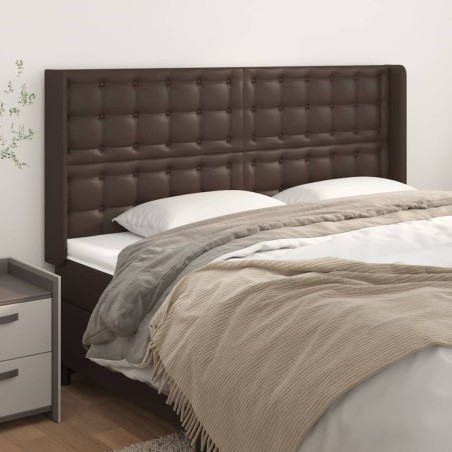 vidaXL Testiera ad Orecchio Marrone 203x16x118/128 cm in Similpelle