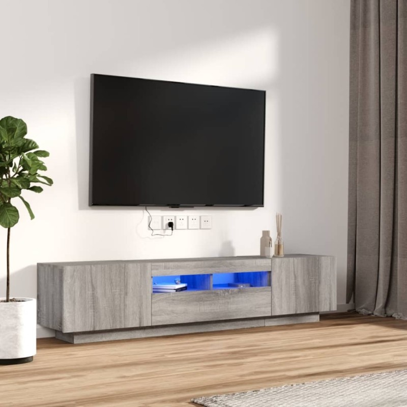 vidaXL Set Mobili TV 2 pz con Luci LED Grigio Sonoma Legno Multistrato vidaXL Set Mobili TV 2 pz con Luci LED Grigio Sonoma Legno Multistrato