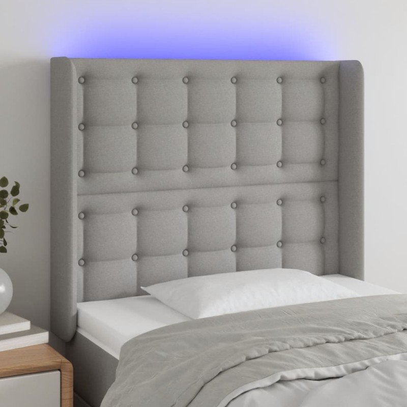 vidaXL Testiera a LED Grigio Chiaro 83x16x118/128 cm in Tessuto vidaXL Testiera a LED Grigio Chiaro 83x16x118/128 cm in Tessuto