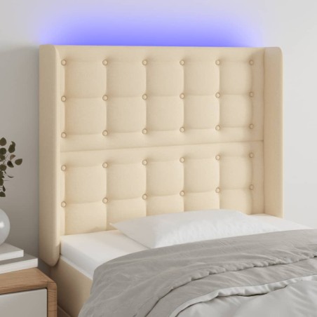 vidaXL Testiera a LED Crema 83x16x118/128 cm in Tessuto