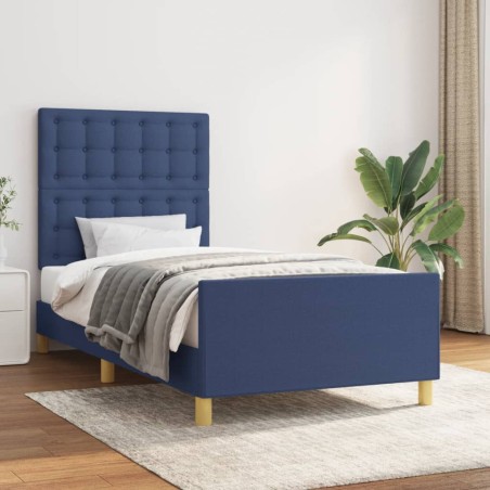 vidaXL Giroletto con Testiera Blu 100x200 cm in Tessuto