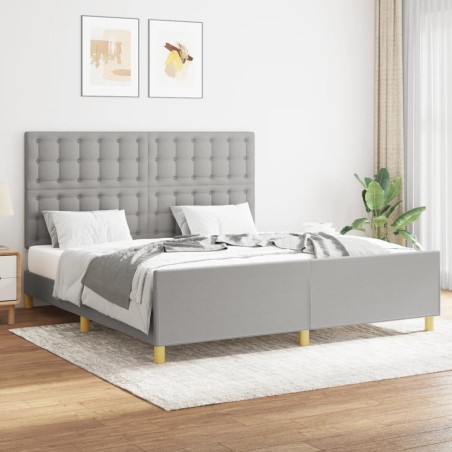 vidaXL Giroletto con Testiera Grigio Chiaro 160x200 cm in Tessuto