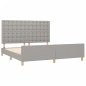 vidaXL Giroletto con Testiera Grigio Chiaro 160x200 cm in Tessuto vidaXL Giroletto con Testiera Grigio Chiaro 160x200 cm in Tessuto