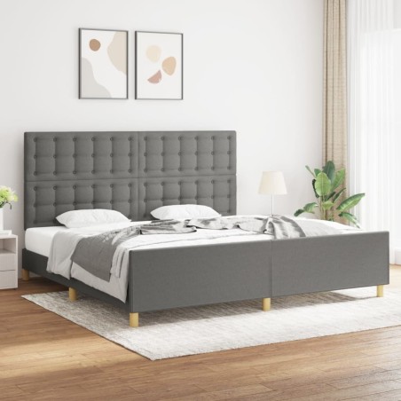 vidaXL Giroletto con Testiera Grigio Scuro 200x200 cm in Tessuto