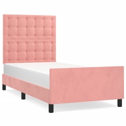 vidaXL Giroletto con Testiera Rosa 90x190 cm in Velluto