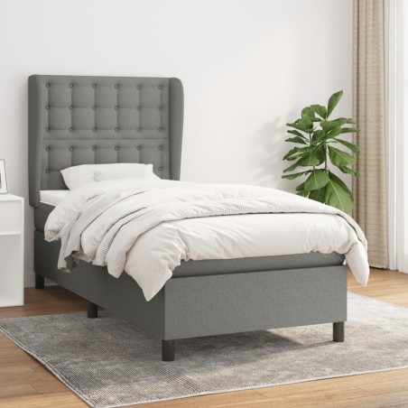 vidaXL Giroletto a Molle con Materasso Grigio Scuro 100x200 cm Tessuto
