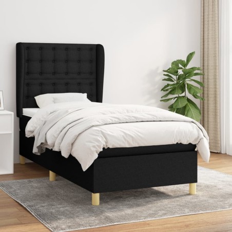 vidaXL Giroletto a Molle con Materasso Nero 80x200 cm inTessuto