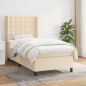 vidaXL Giroletto a Molle con Materasso Crema 90x200 cm inTessuto