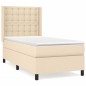 vidaXL Giroletto a Molle con Materasso Crema 90x200 cm inTessuto