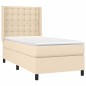 vidaXL Giroletto a Molle con Materasso Crema 90x200 cm inTessuto