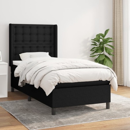 vidaXL Giroletto a Molle con Materasso Nero 80x200 cm inTessuto