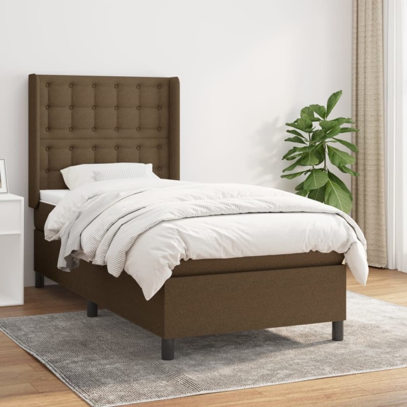 vidaXL Giroletto a Molle con Materasso Marrone Scuro 100x200cm Tessuto