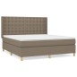 vidaXL Giroletto a Molle con Materasso Tortora 160x200 cm in Tessuto