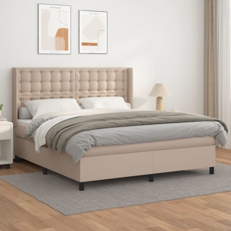 vidaXL Giroletto a Molle con Materasso Cappuccino 180x200cm Similpelle