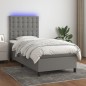 vidaXL Letto a Molle Materasso e LED Grigio Scuro 100x200cm in Tessuto vidaXL Letto a Molle Materasso e LED Grigio Scuro 100x200cm in Tessuto