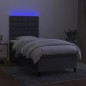 vidaXL Letto a Molle Materasso e LED Grigio Scuro 100x200cm in Tessuto vidaXL Letto a Molle Materasso e LED Grigio Scuro 100x200cm in Tessuto