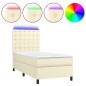 vidaXL Giroletto a Molle con Materasso e LED Crema 100x200 cm