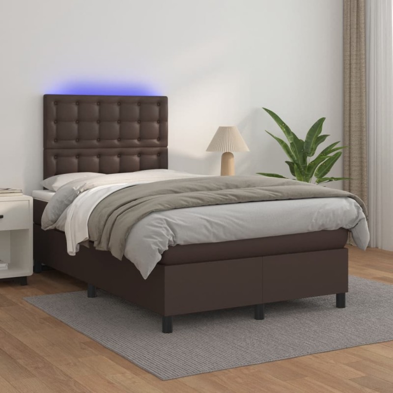 vidaXL Giroletto Molle con Materasso e LED Marrone 120x200cm vidaXL Giroletto Molle con Materasso e LED Marrone 120x200cm