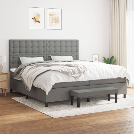 vidaXL Giroletto a Molle con Materasso Grigio Scuro 200x200 cm Tessuto