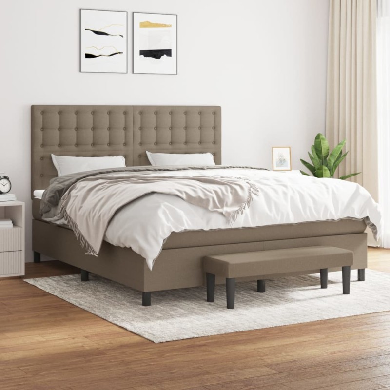 vidaXL Giroletto a Molle con Materasso Tortora 180x200 cm in Tessuto
