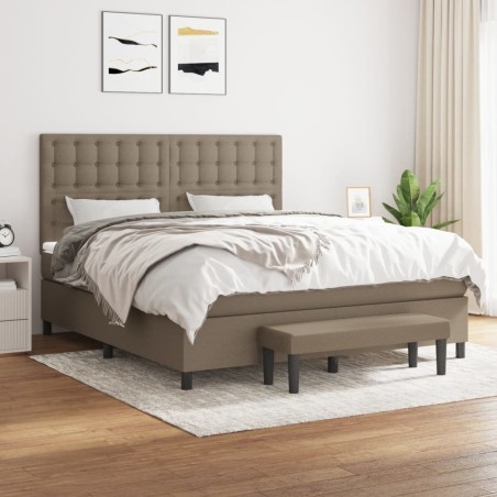 vidaXL Giroletto a Molle con Materasso Tortora 180x200 cm in Tessuto