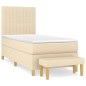 vidaXL Giroletto a Molle con Materasso Crema 90x190 cm in Tessuto