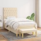 vidaXL Giroletto a Molle con Materasso Crema 90x200 cm inTessuto