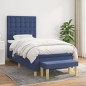 vidaXL Giroletto a Molle con Materasso Blu 90x190 cm in Tessuto