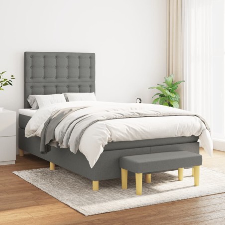 vidaXL Giroletto a Molle con Materasso Grigio Scuro 120x200 cm Tessuto