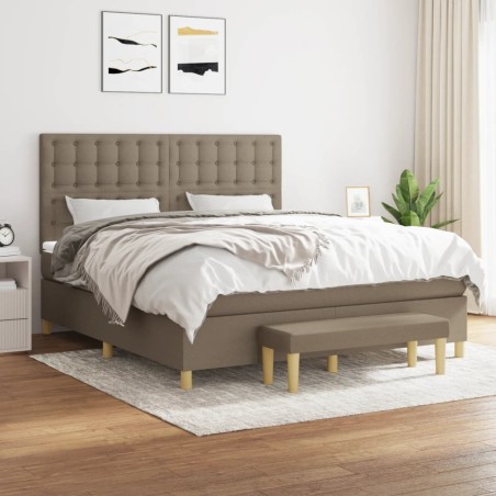 vidaXL Giroletto a Molle con Materasso Tortora 180x200 cm in Tessuto