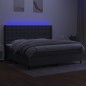 vidaXL Letto a Molle Materasso e LED Grigio Scuro 200x200cm in Tessuto vidaXL Letto a Molle Materasso e LED Grigio Scuro 200x200cm in Tessuto