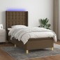 vidaXL Letto a Molle Materasso e LED Marrone Scuro 100x200 cm Tessuto vidaXL Letto a Molle Materasso e LED Marrone Scuro 100x200 cm Tessuto