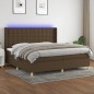 vidaXL Letto a Molle Materasso e LED Marronescuro 200x200cm in Tessuto