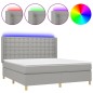 vidaXL Letto a Molle Materasso e LED Grigio Chiaro 160x200 cm Tessuto vidaXL Letto a Molle Materasso e LED Grigio Chiaro 160x200 cm Tessuto