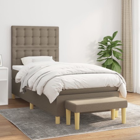 vidaXL Giroletto a Molle con Materasso Tortora 90x190 cm in Tessuto
